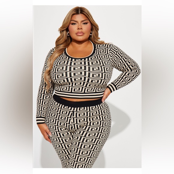 BRAND NEW CREAM/BLACK MATCHING PANTS SET - Picture 3 of 4